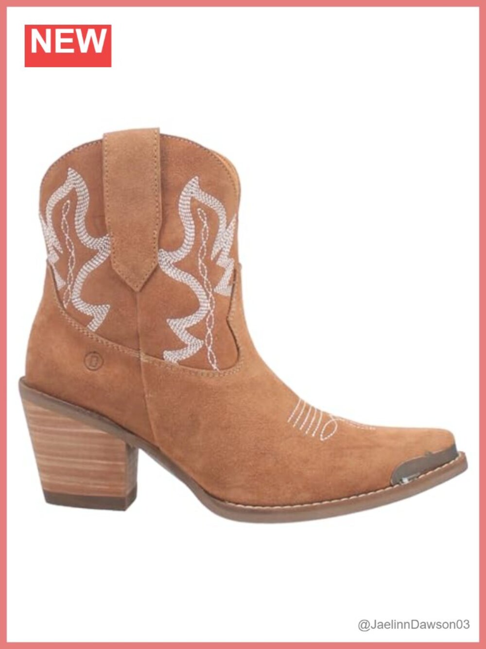 Suede Western Ankle Bootie With Stitched Accents Cushioned Footbed